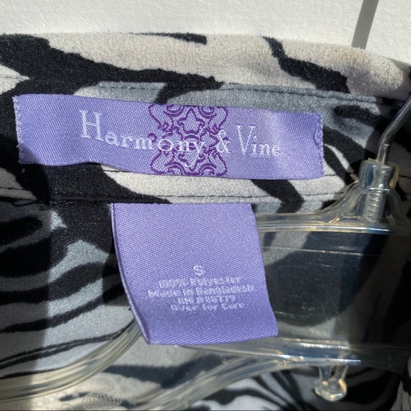 Harmony & Vine Long Sleeve Zebra Print Shirt A171 - Picture 2 of 7